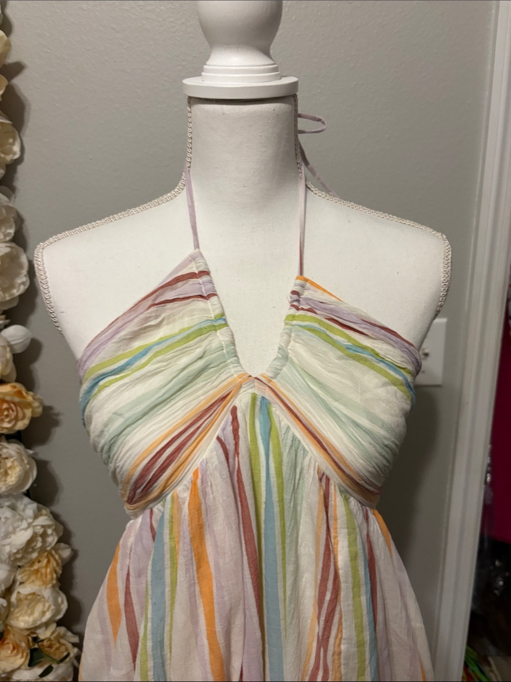 Striped Tiered Maxi Skirt in Pastel Multi - Picture 6 of 7